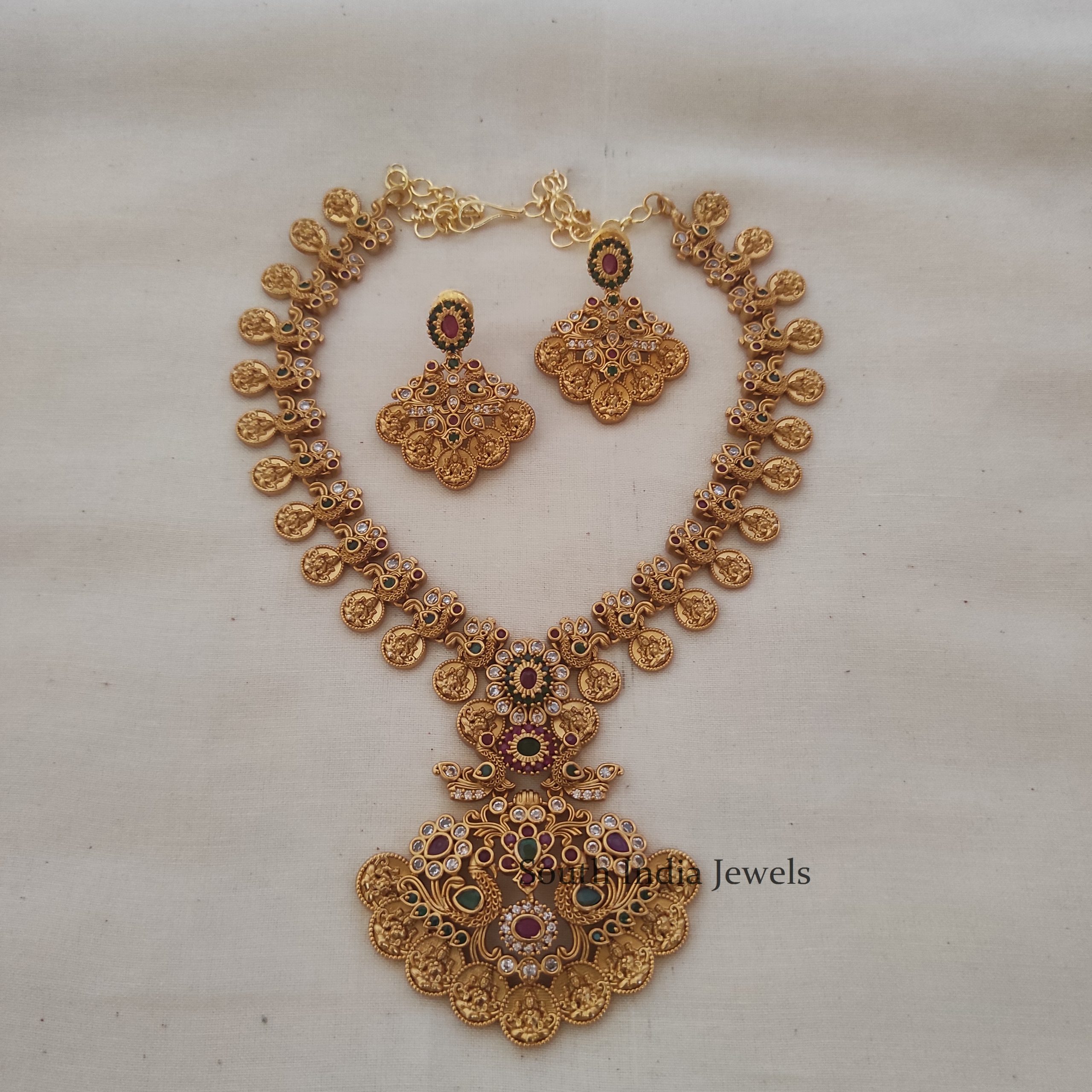 Lakshmi Coin Swan Design Necklace