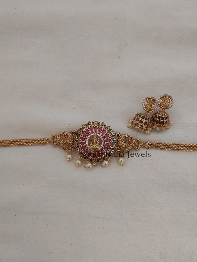 Traditional Lakshmi Choker with Dual Peacock