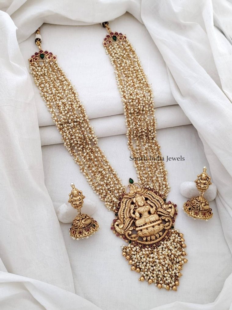 Nagas Lakshmi Pendent Multi Layered Pearl Haram