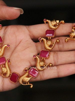 Peacock Design Pink Necklace