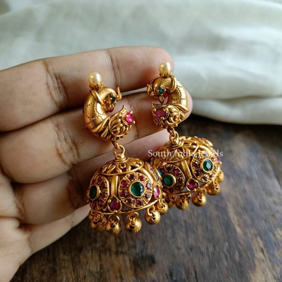 Peacock Desihn Jhumka Earrings (2)
