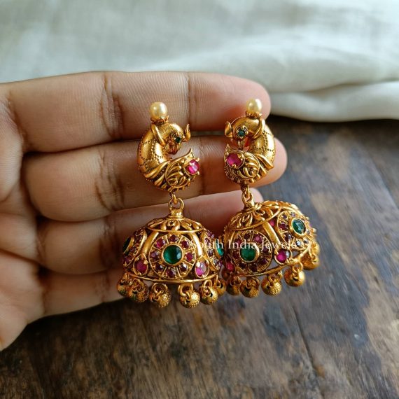 Peacock Desihn Jhumka Earrings (3)