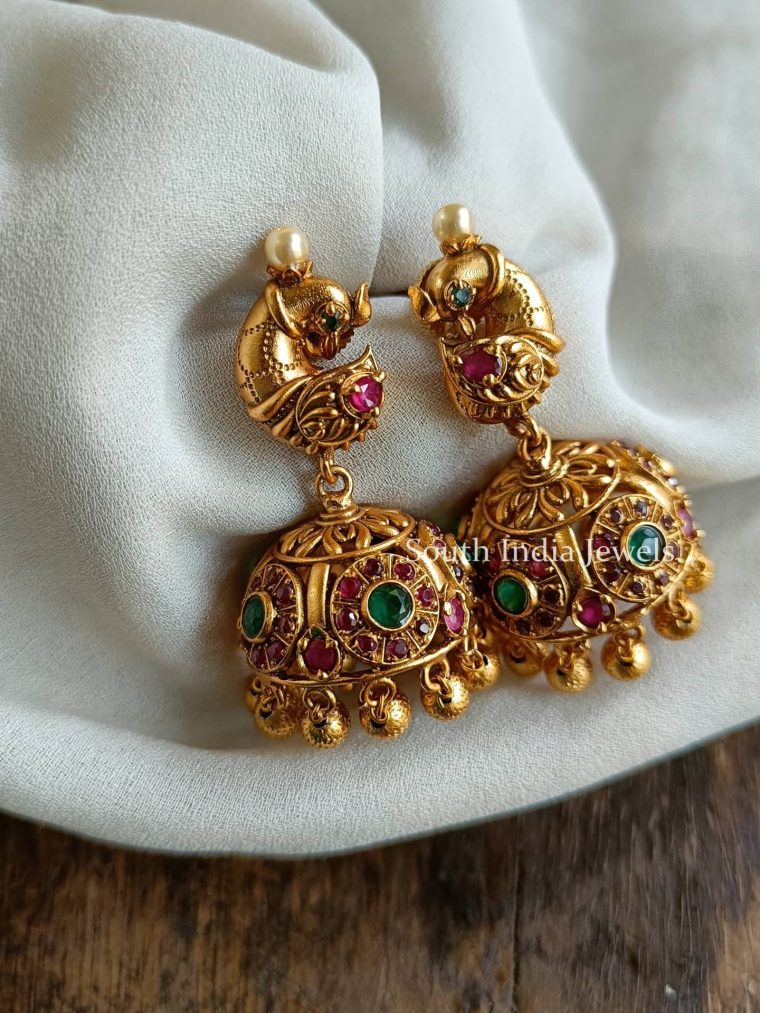 Peacock Desihn Jhumka Earrings