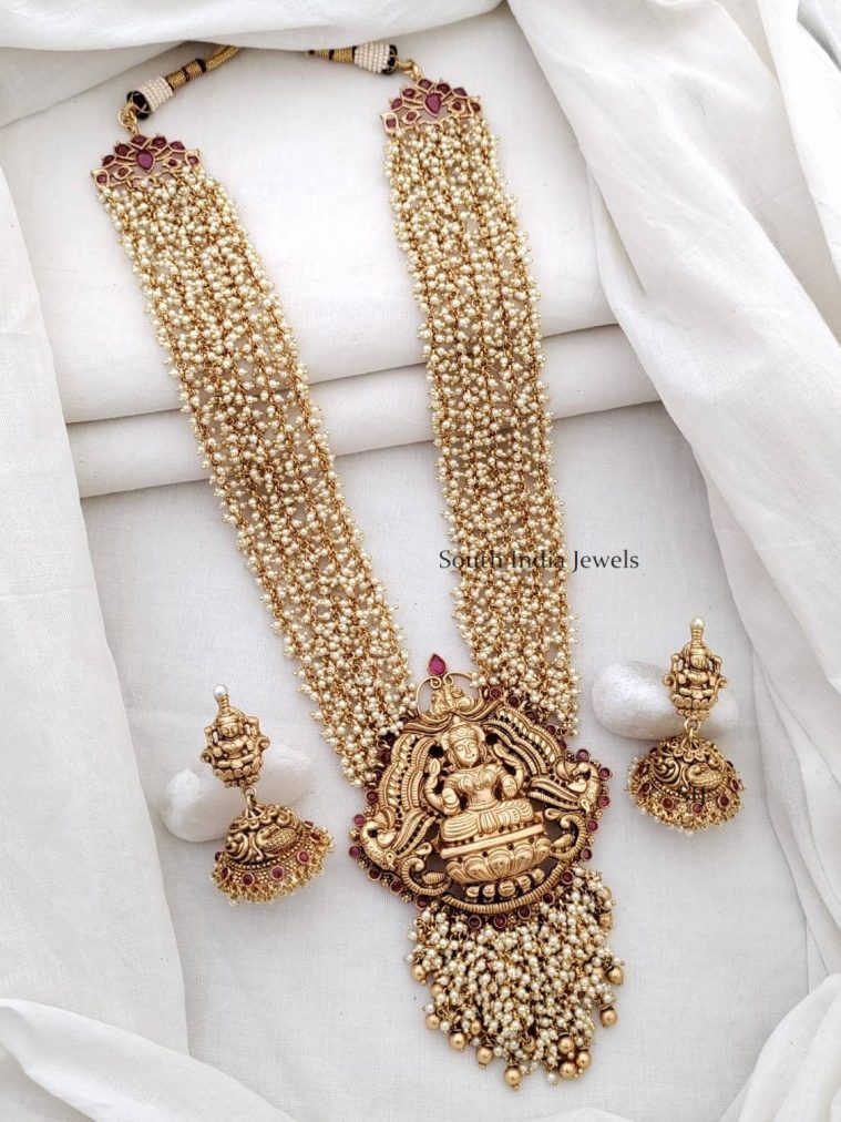 Pearl Cluster With Nagas Lakshmi Pendent Haram