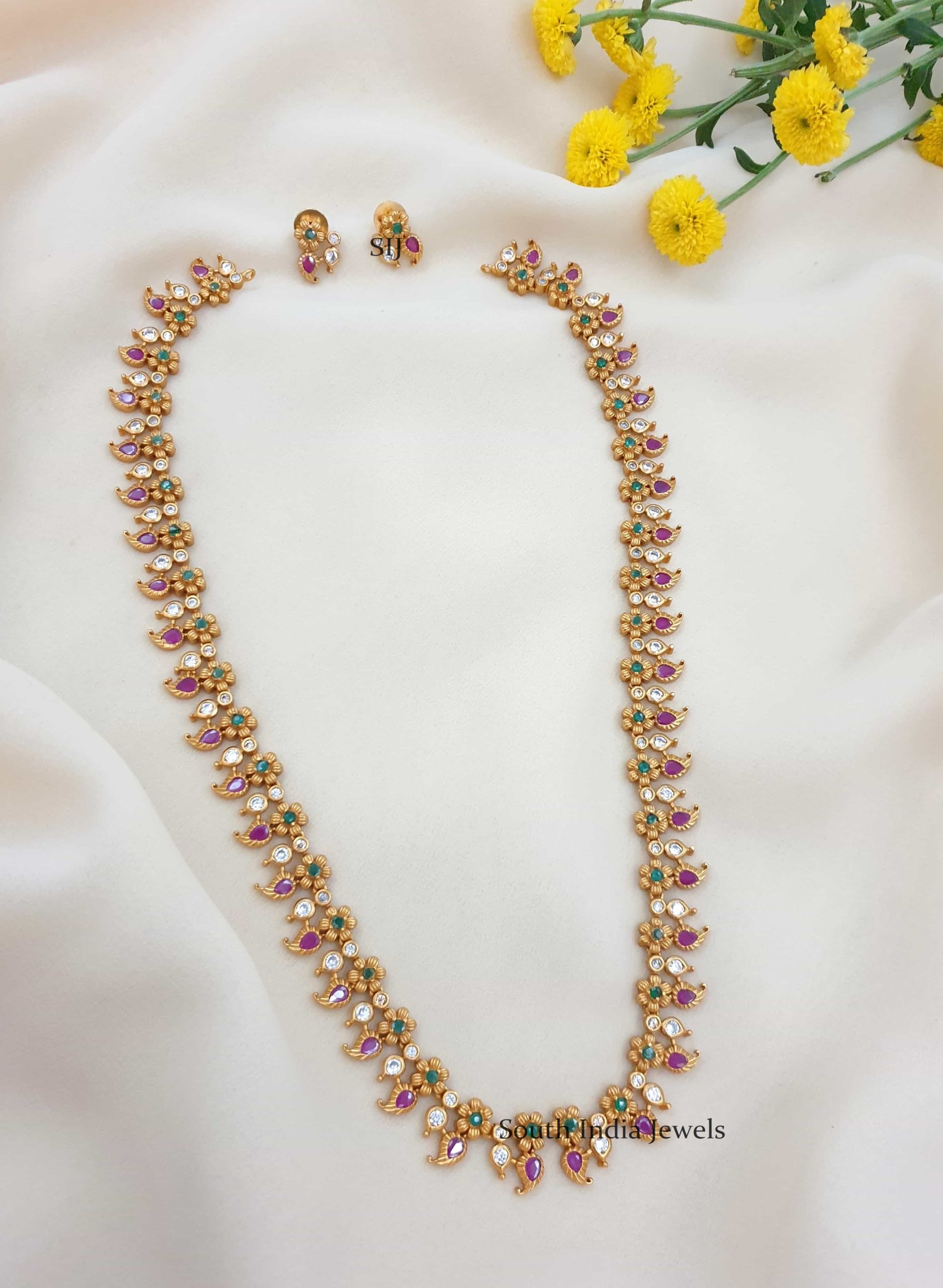Pretty Matte Finish Long Haram - South India Jewels