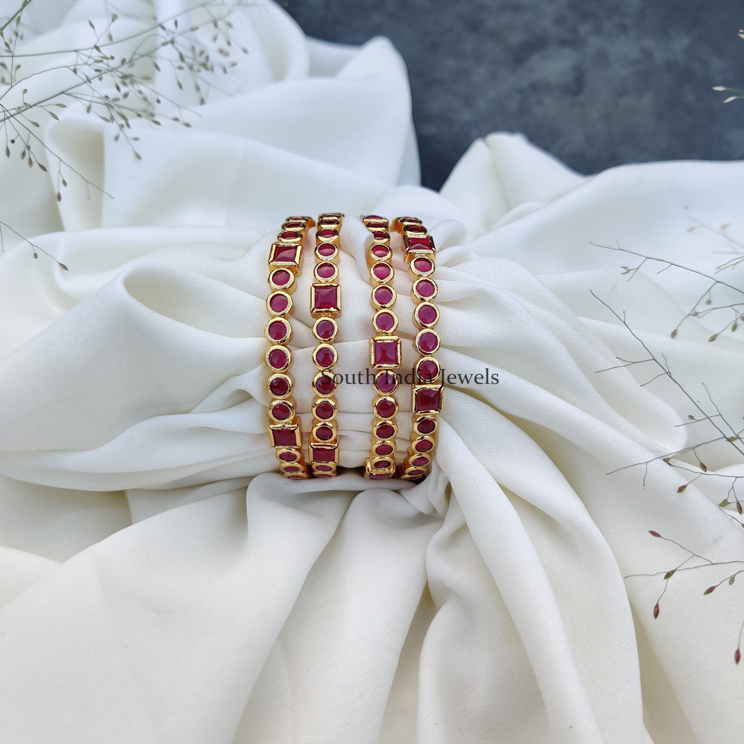 Ruby  Emerald Stone Bracelet  Platear