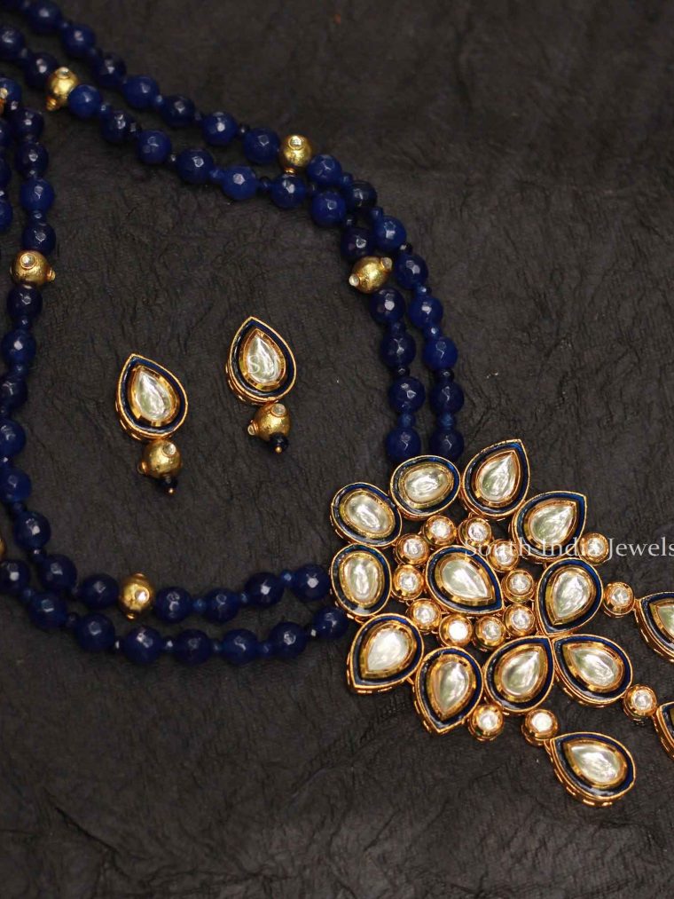 Royal Blue Beads Kundan Necklace