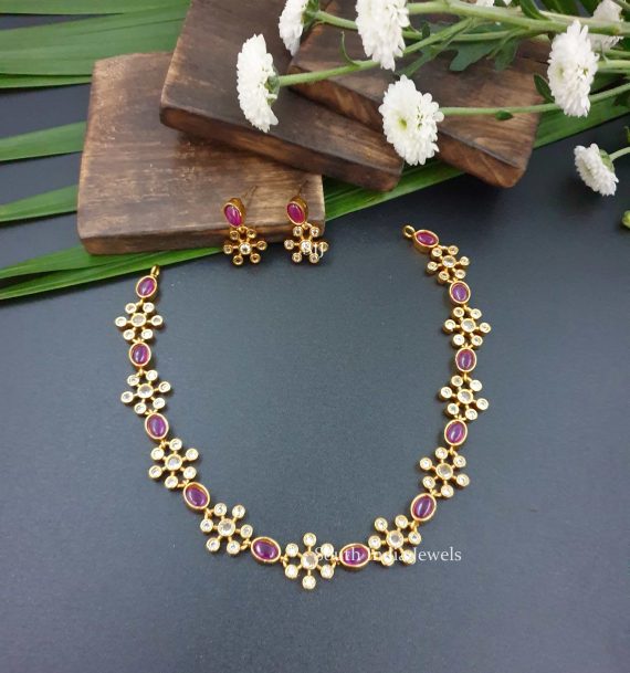 Ruby Stones Floral Design Necklace