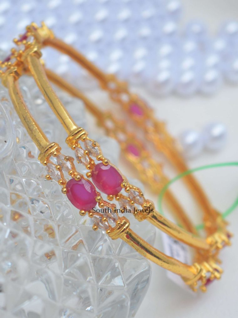 Simple Design Ruby Bangle Set