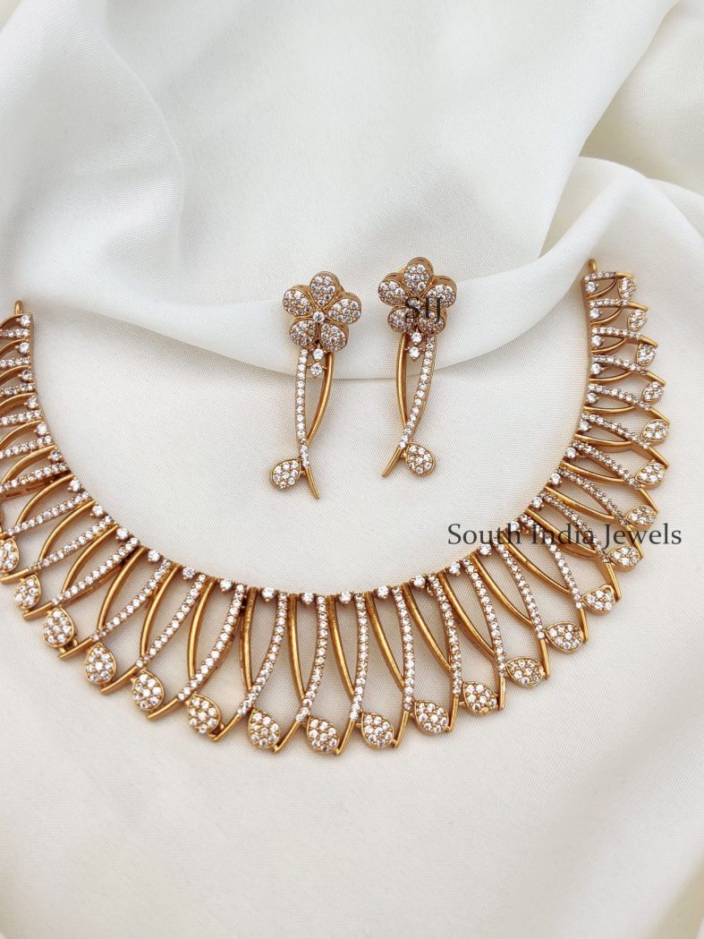 Stunning Floral White Stones Necklace (2)