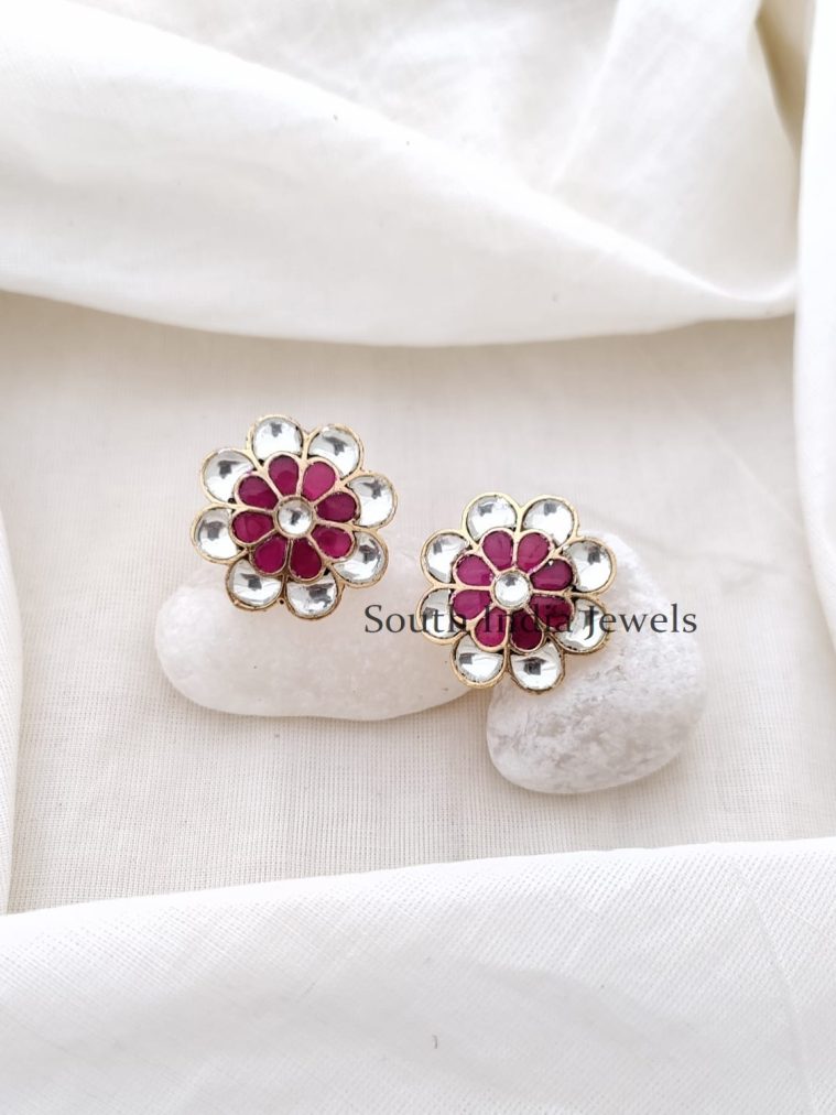 Stunning Jadau Floral Earrings