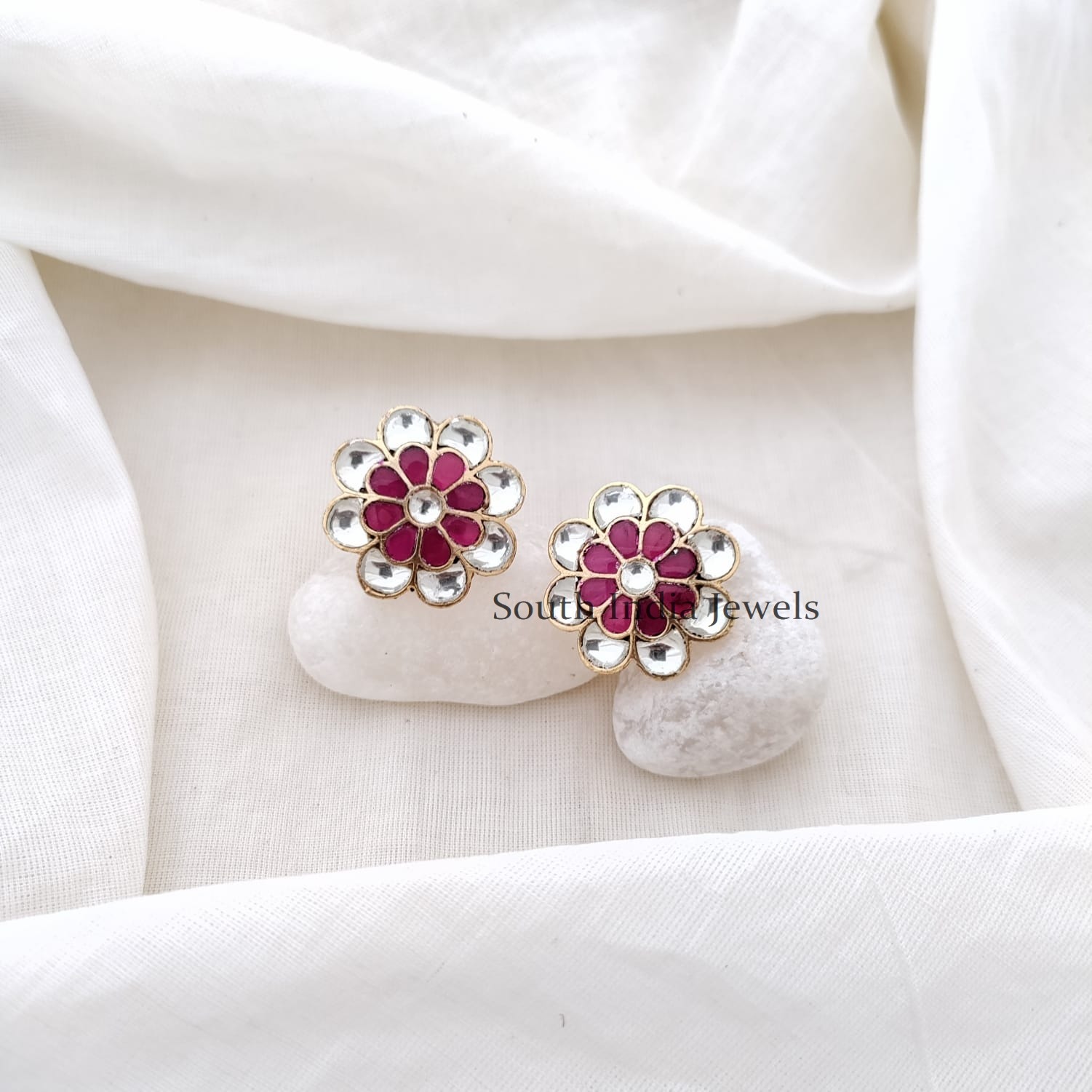 Stunning Jadau Floral Earrings