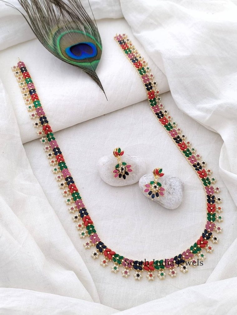 Stunning Multi Stones Floral Design Haram