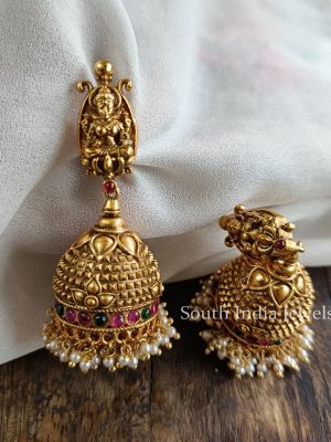 Traditional Lakshmi design jhumkas.