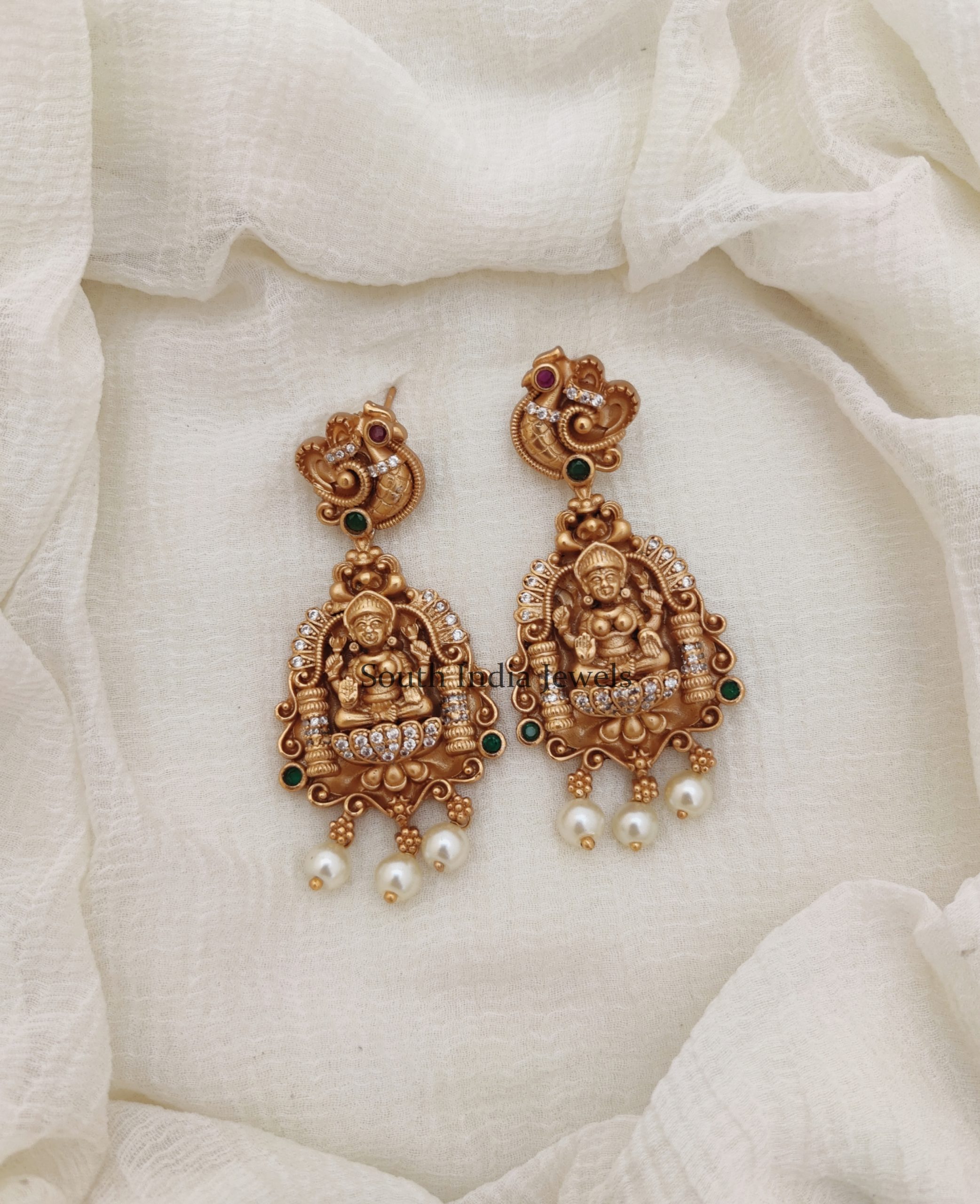 Traditional Lakshmi Peacock Earrings