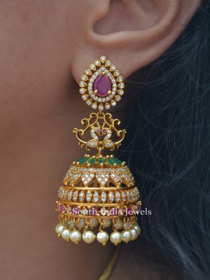 Traditional Peacock AD Stones Jhumkas