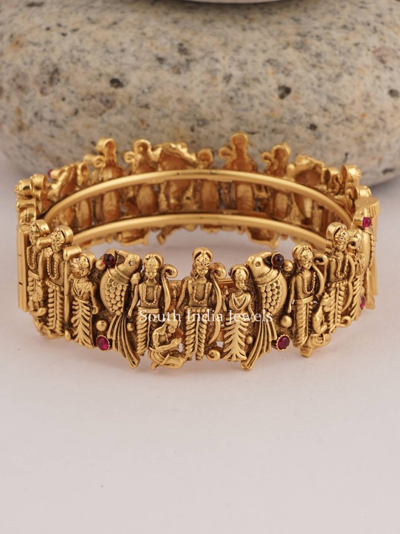 Traditional Ram Sita Gold Finish Kada Bangle