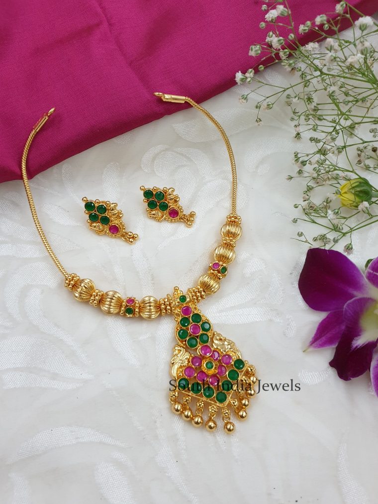 Trendy Ruby Emerald Necklace