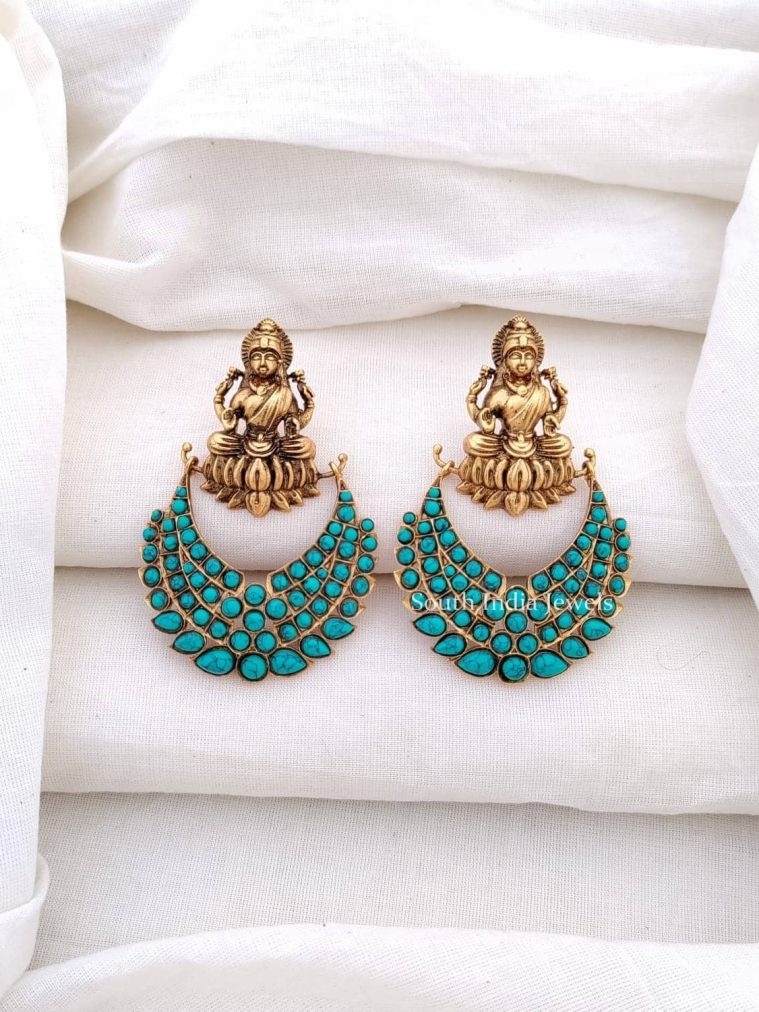 Turquoise Lakshmi Design Earrings