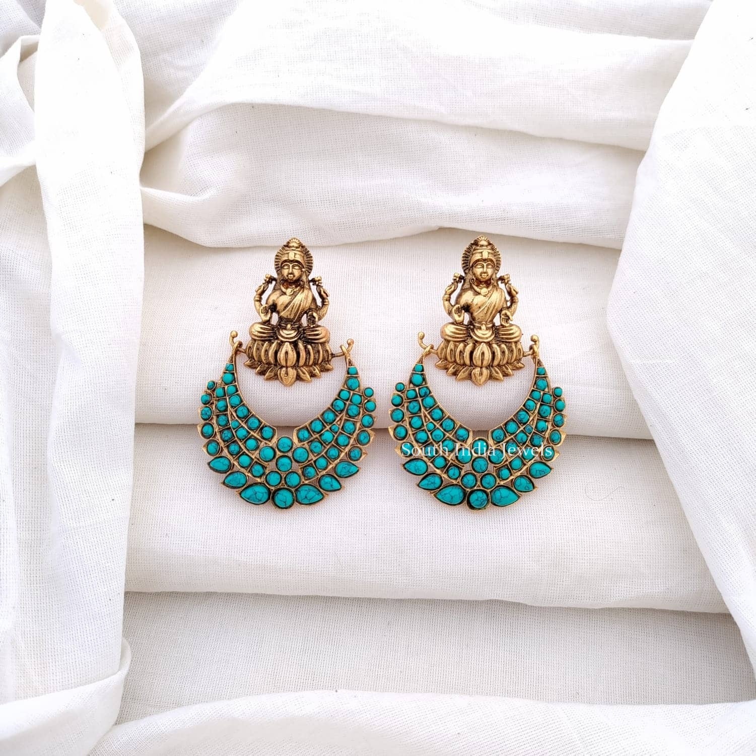 Turquoise Lakshmi Design Earrings