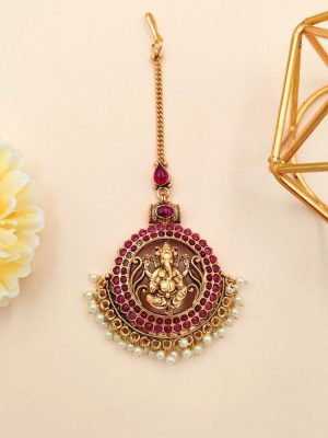 Ruby Pearls Vinayagar Maang Tikka