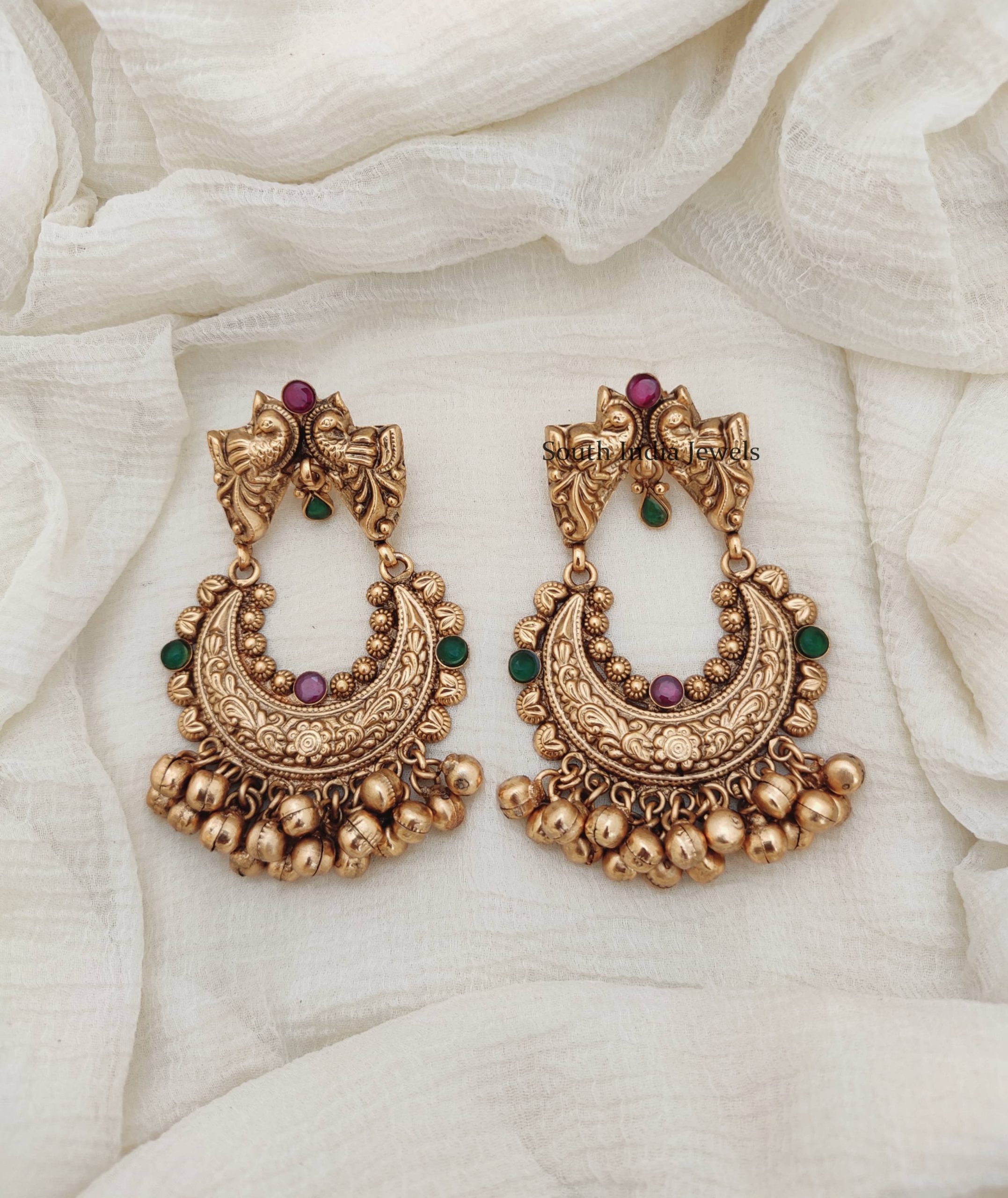 Bridal Peacock Earrings - South India Jewels