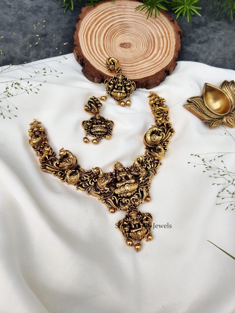 Elegant 3D Nakshi Lakshmi Necklace