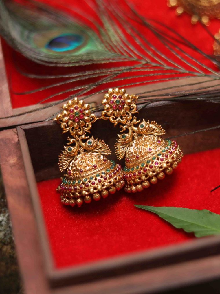 Elegant Dual Peacock Jhumkas