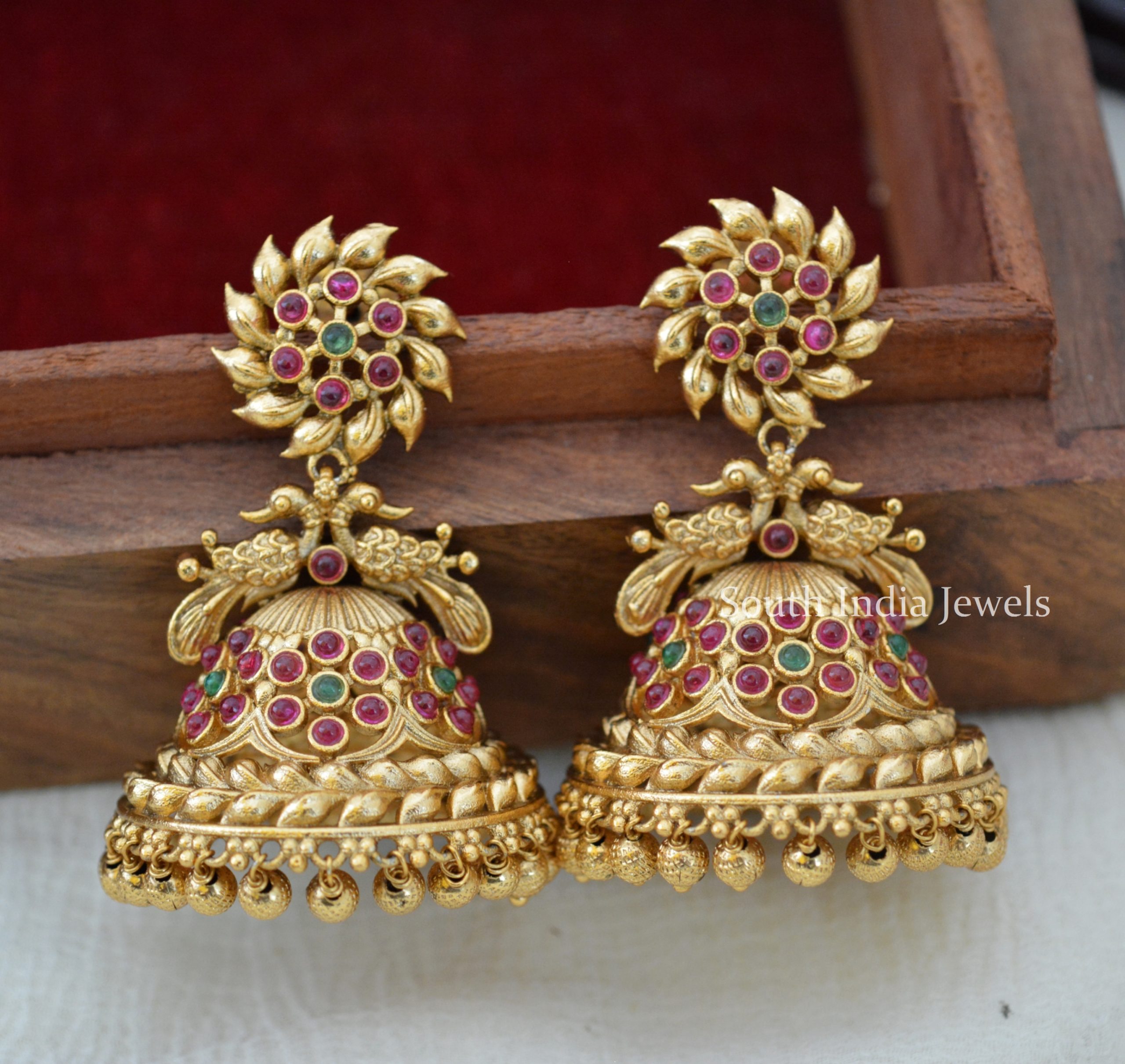 Bridal Dual Peacock Traditional Jhumkas - South India Jewels
