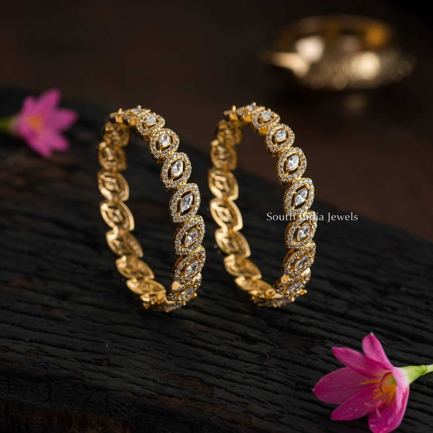 Floral AD Stones Bangles