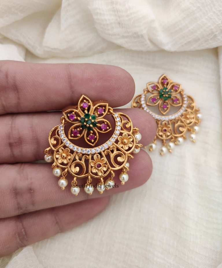 Floral Design Earrings - South India Jewels