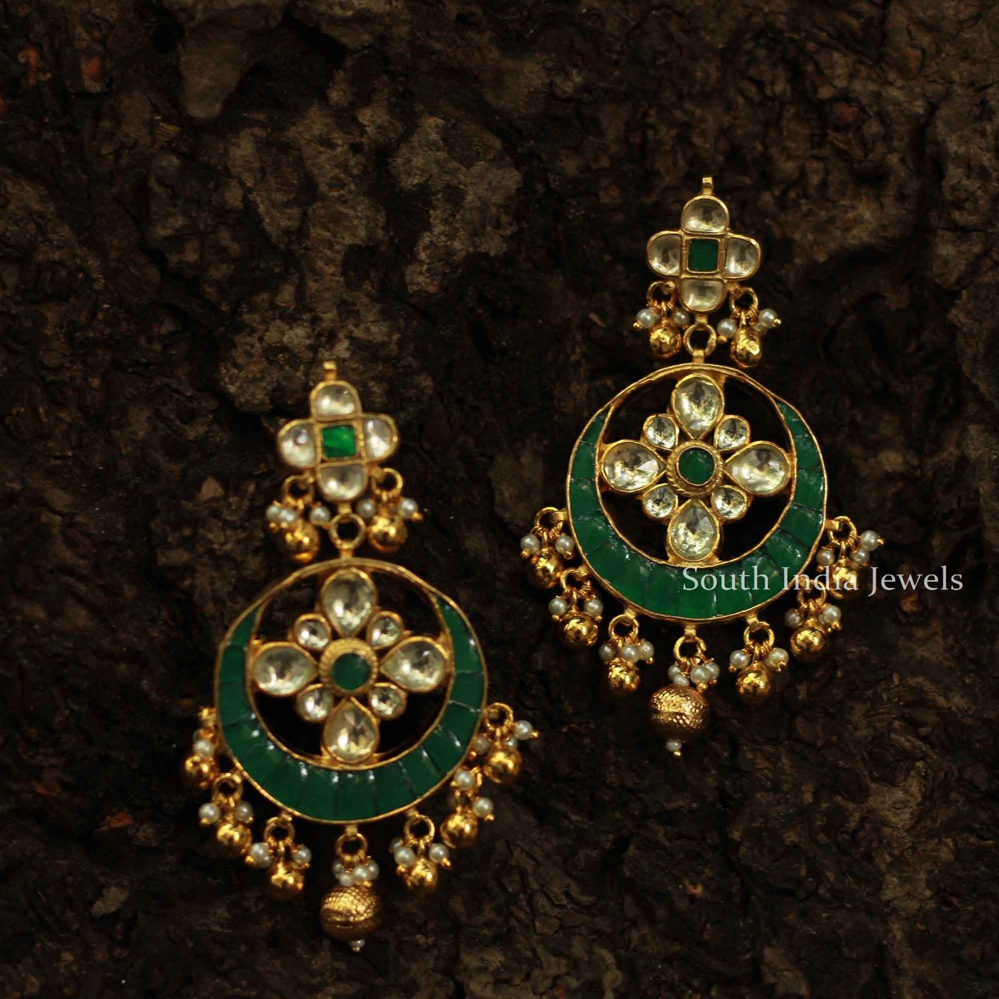 Gorgeous Green Chandbali Earrings