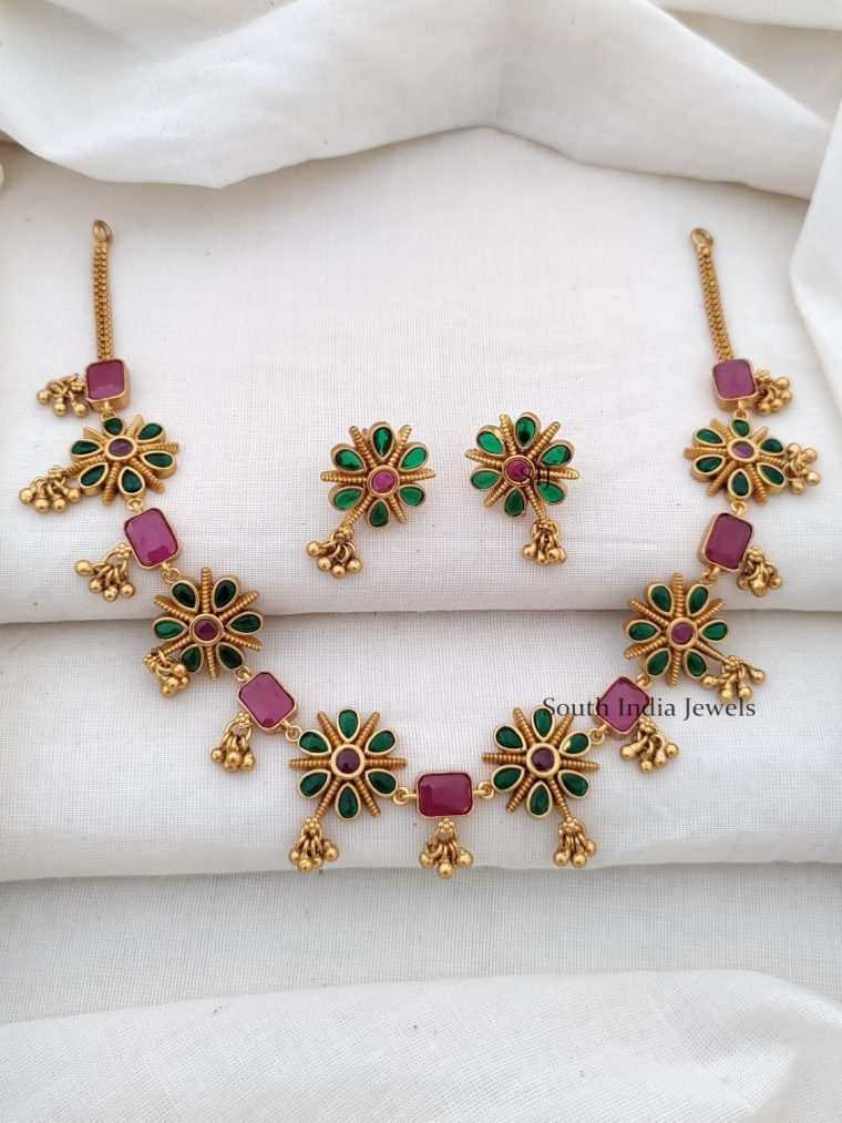 Gorgeous Ruby Floral Necklace