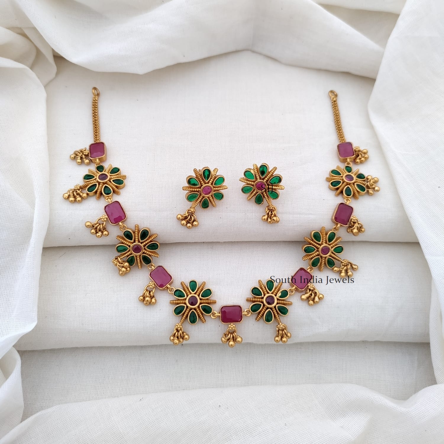 Gorgeous Ruby Floral Necklace