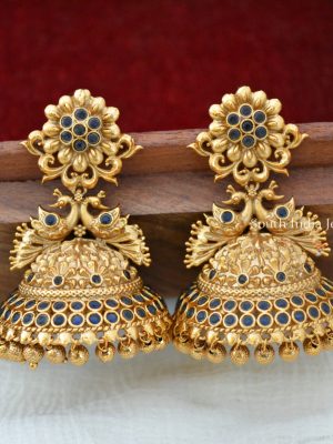 Gorgeous Temple Dark Blue Jhumkas