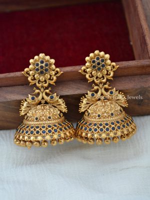 Gorgeous Temple Dark Blue Jhumkas