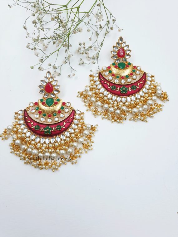 Pretty Meenakari Chandbali Earrings