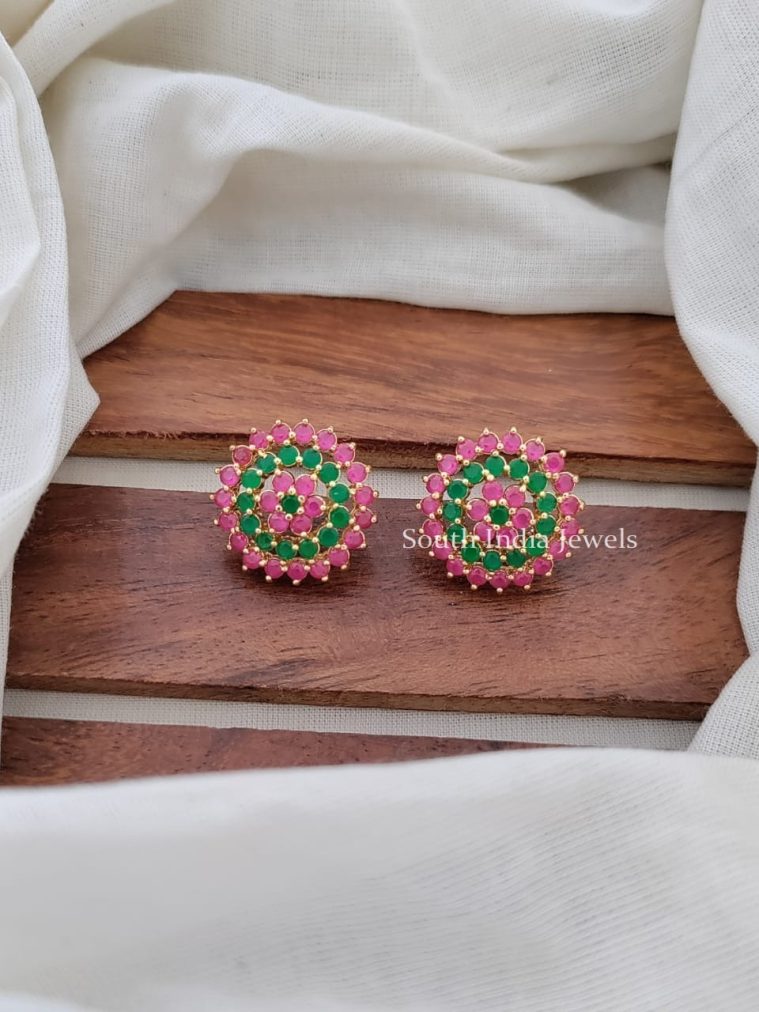 Ruby Emerald Floral Earrings