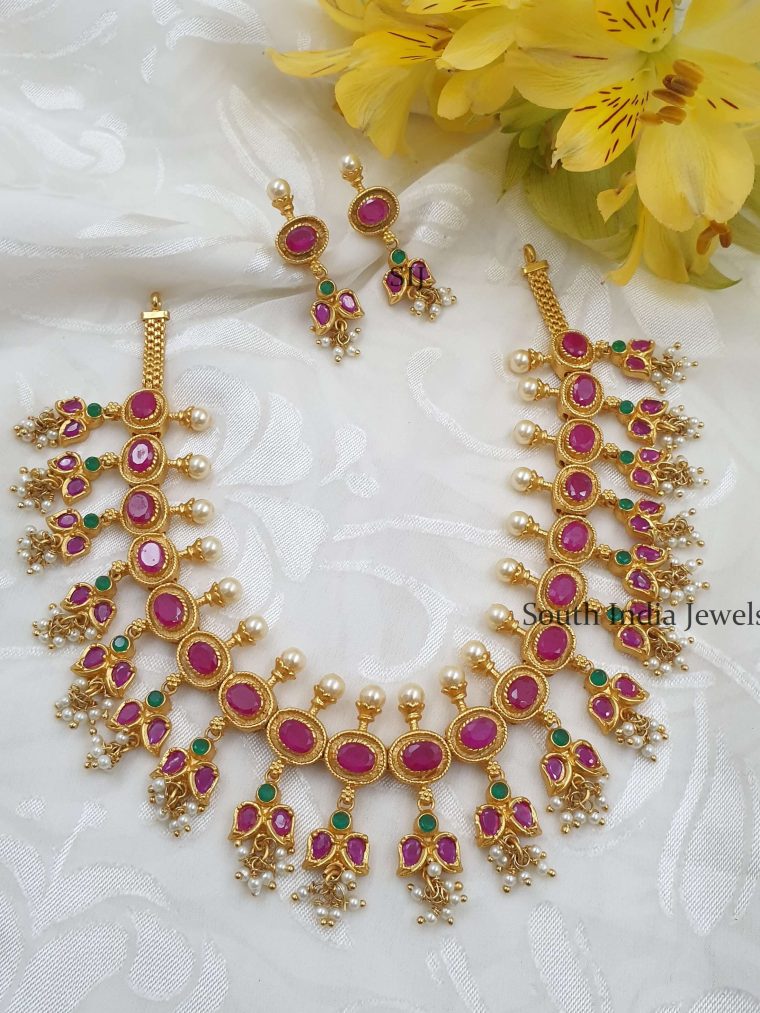 Ruby Emerald Gold Replica Necklace