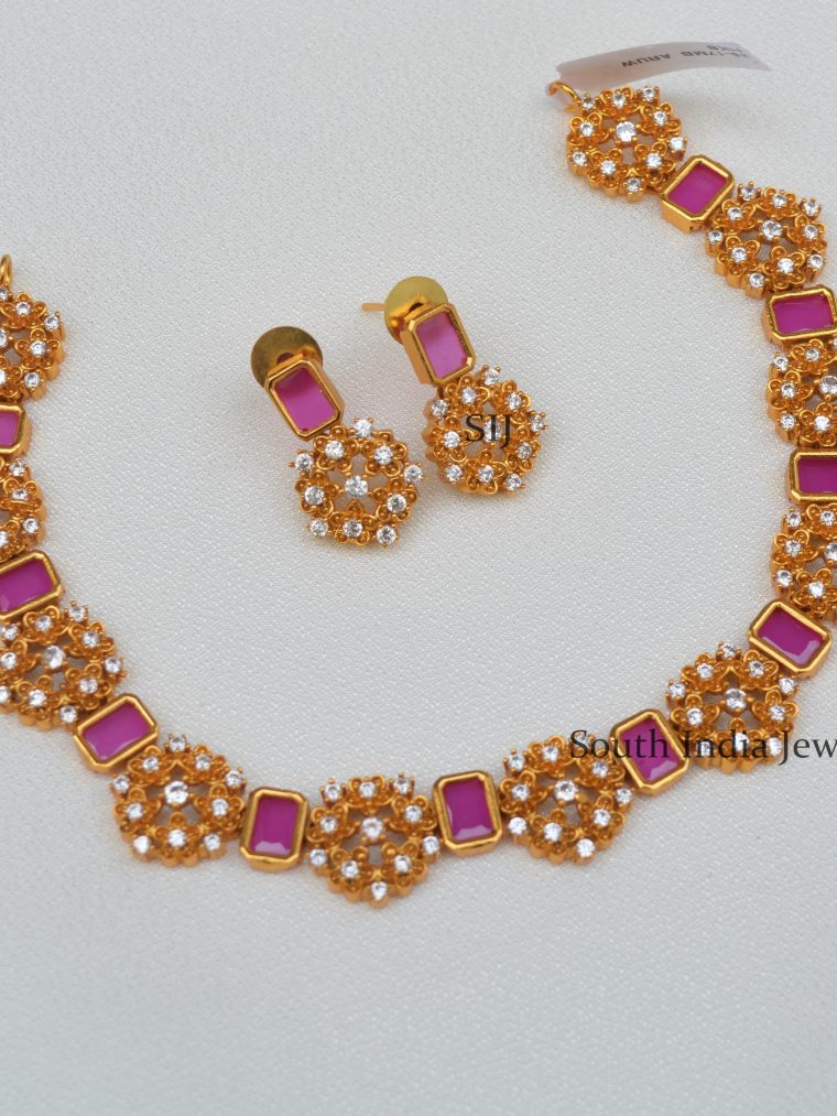 Stunning Floral Design Purple Necklace