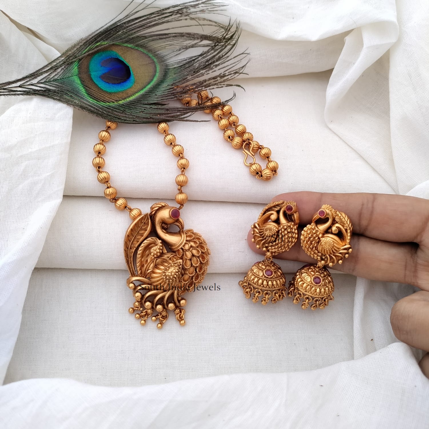 Peacock design Statement CZ choker necklace earrings set  Simpliful Jewelry