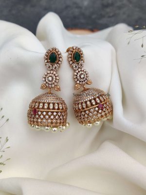Traditional White Stone Jhumkas (2)