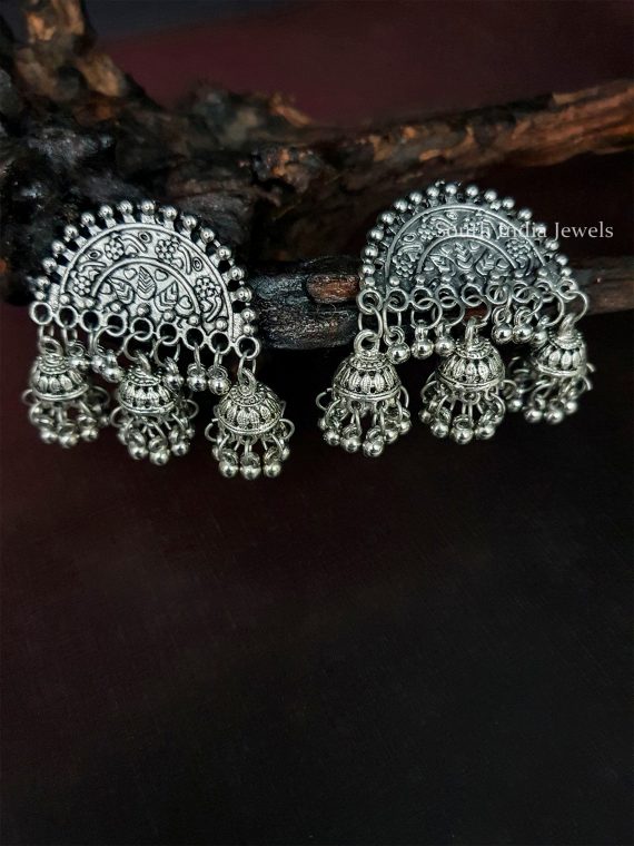 Triple Jhumka Chandbali Earrings