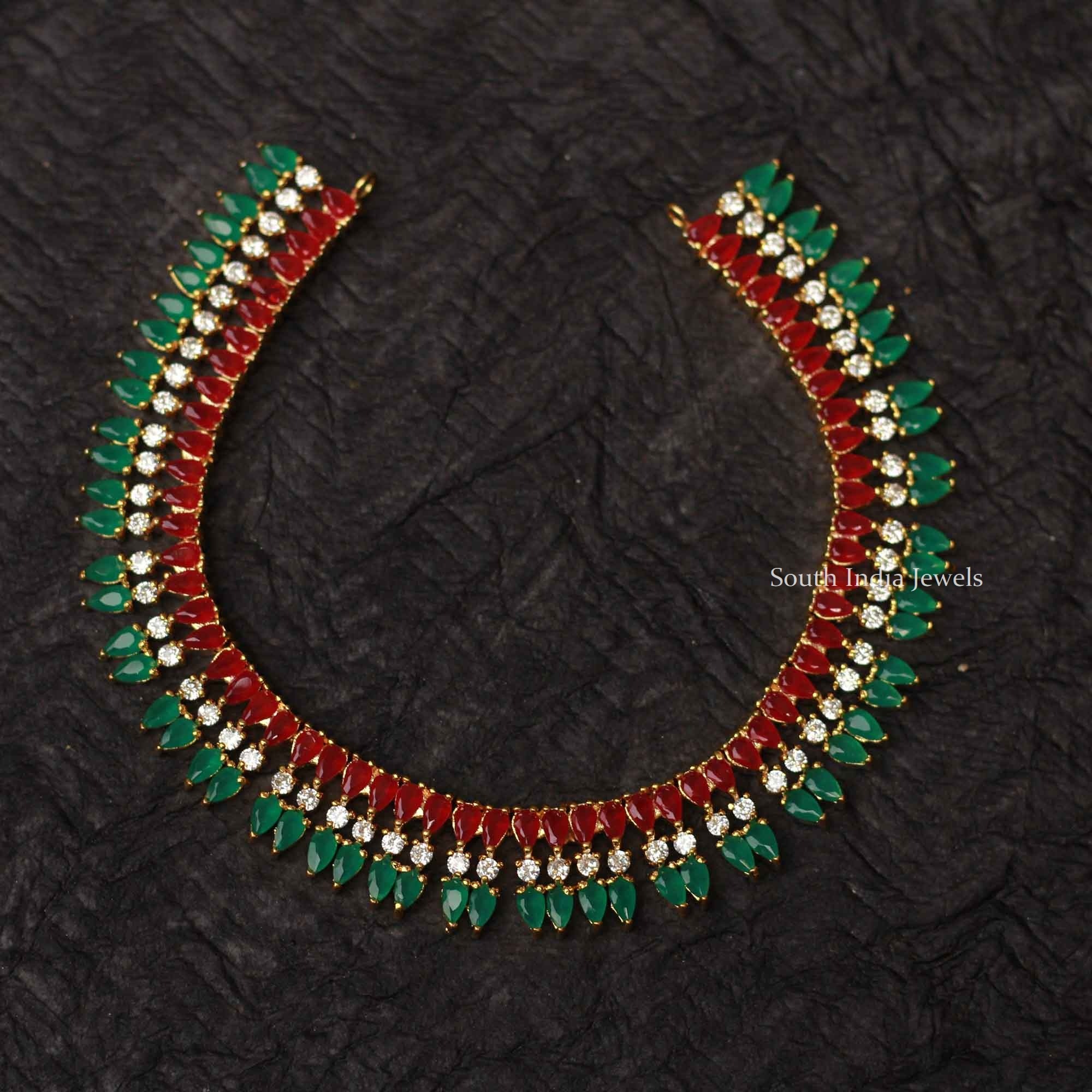 Red & Green AD Stones Necklace
