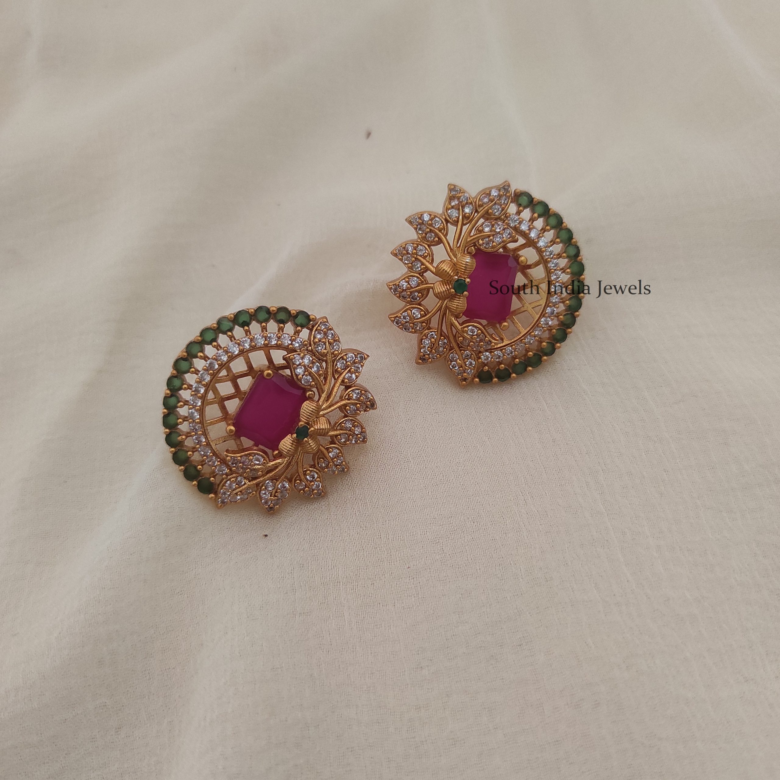 Beautiful Half N Half Purple Stone Earrings