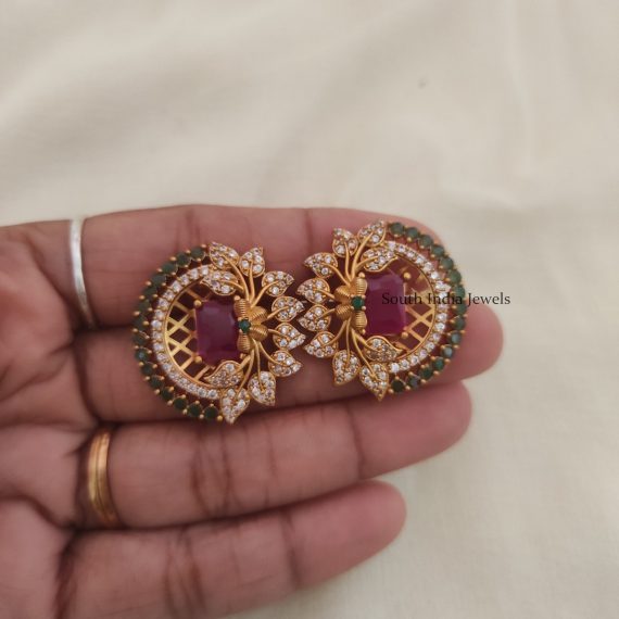 Beautiful Half N Half Purple Stone Earrings