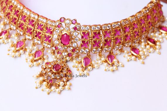 Ruby High Neck Choker | Bridal Choker - South India Jewels