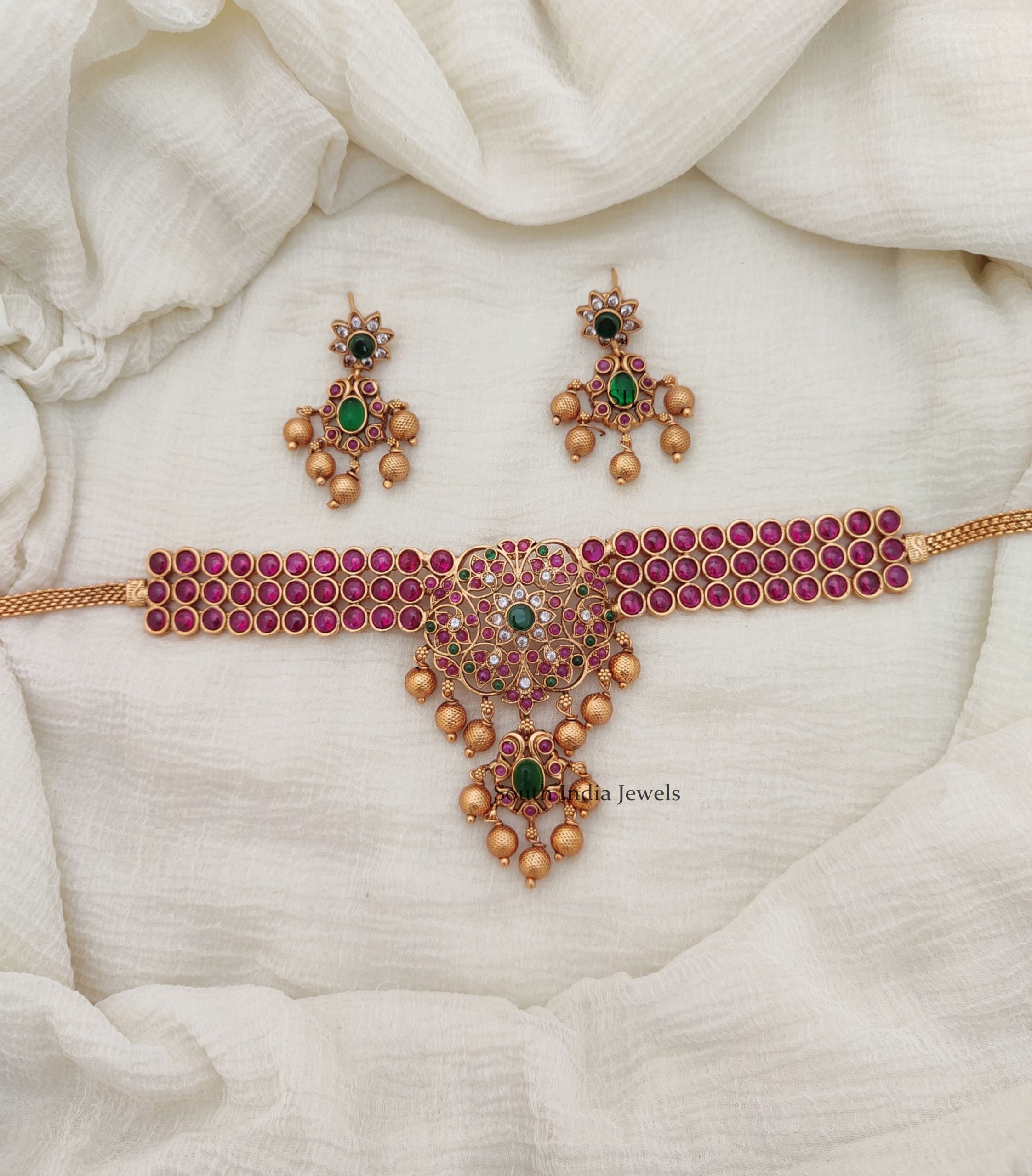 Bridal Kemp Choker Online - South India Jewels Stores................