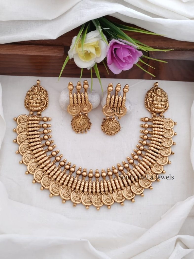 Bridal Temple Design Coin Necklace