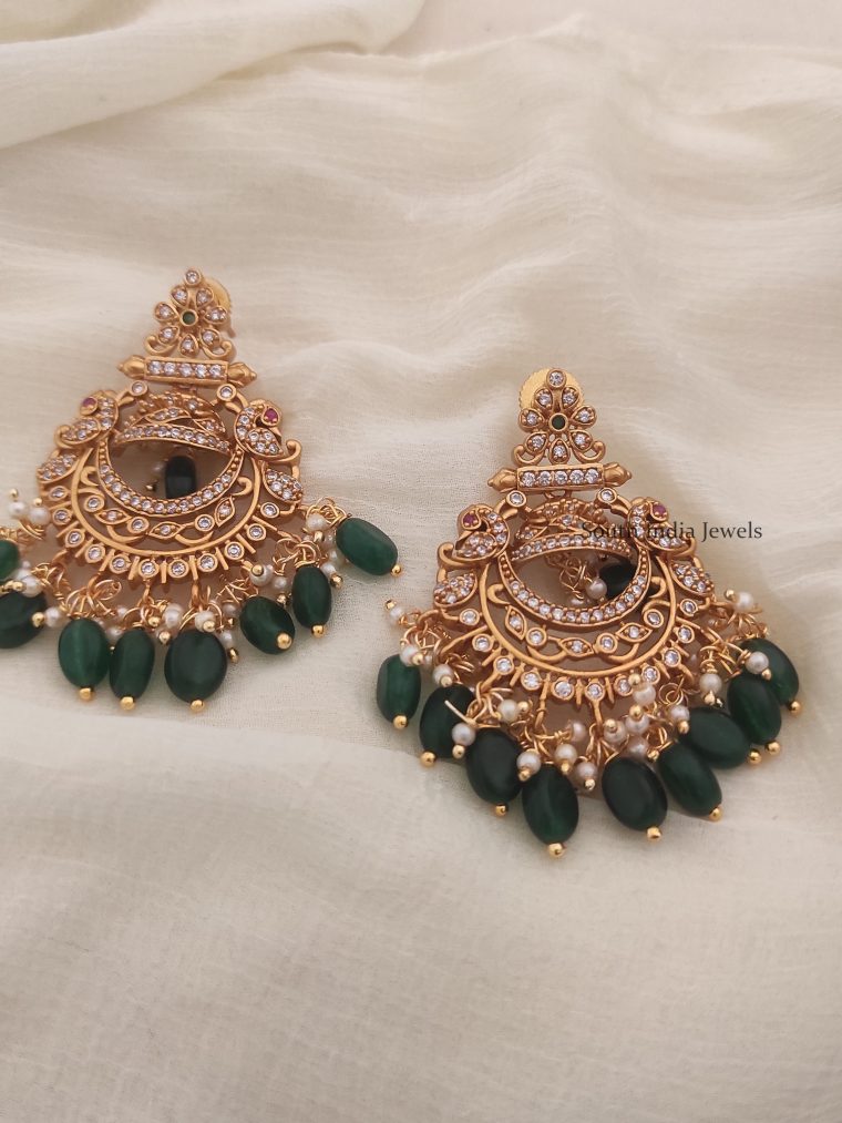 Chandbali Green Beads Earrings